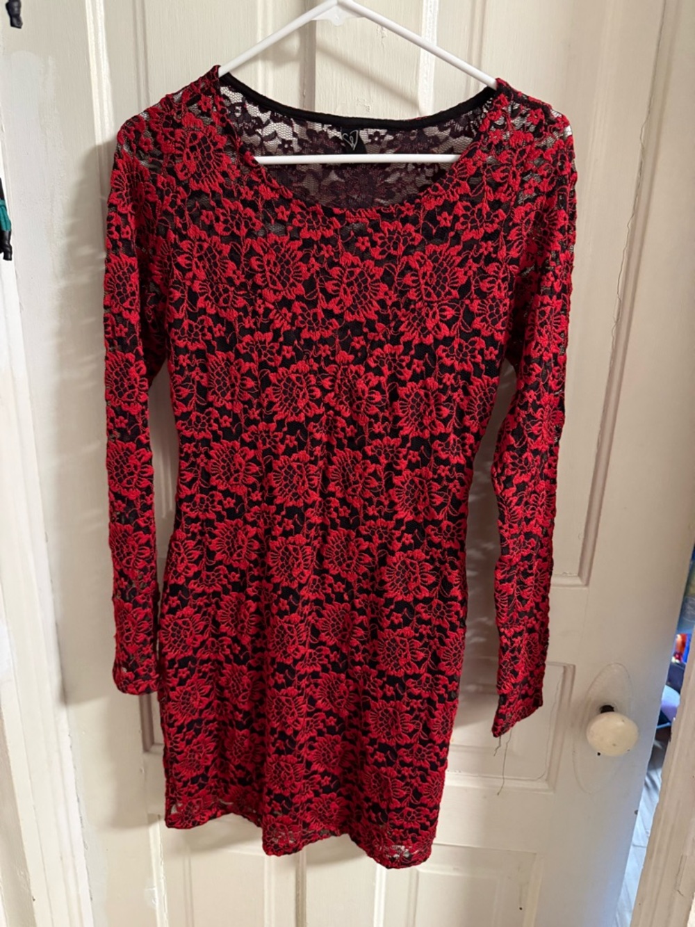 Windsor Red Floral Lace Long Sleeve Dress